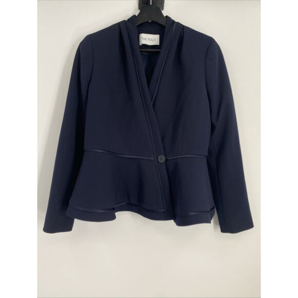 The Fold London Blazer Women’s 6 US Navy Lined Preppy Quiet Luxury Old Money - Picture 1 of 9